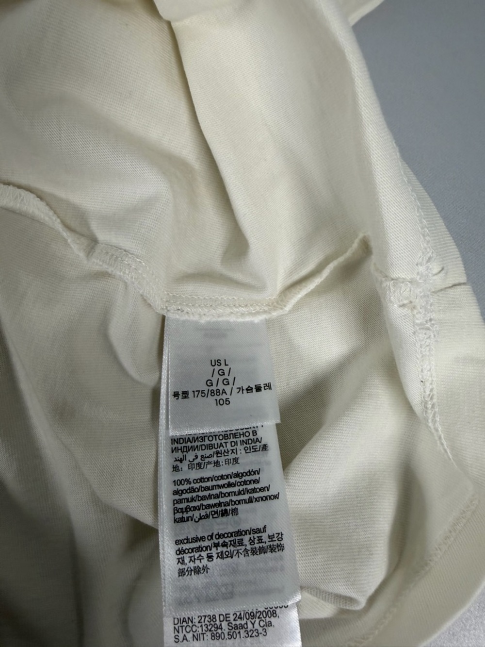 Calvin Klein Cream Short-Sleeve Logo Tee with Striped Collar - Picture 5 of 6